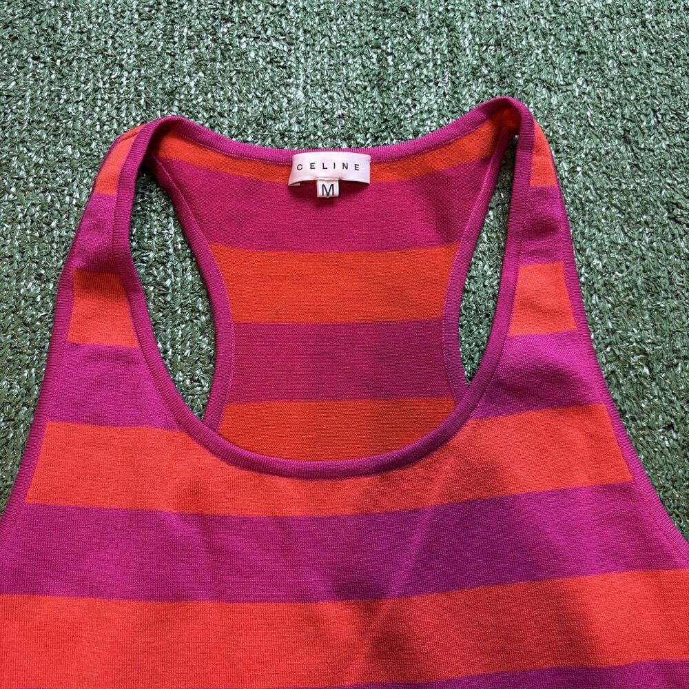 Authentic Celine Women’s Striped Pink Tank Top WOOL Size M - Picture 2 of 7